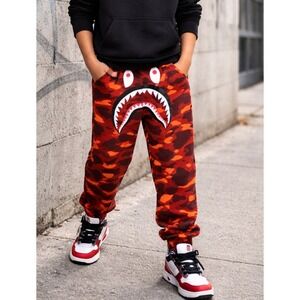A Bathing Ape BAPE Kids Color Camo Shark Sweat Pant XL Red Streetwear Athleisure